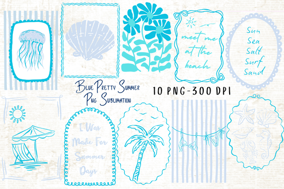Download Blue Pretty Summer PNG Sublimation - Sublimation Collection