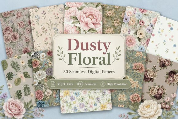 Download Dusty Floral Seamless Patterns - Patterns Collection