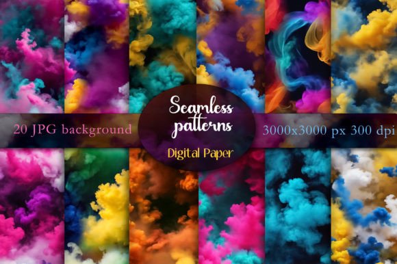 Download Seamless Pattern of Multicolored Smoke - Multicolor Collection