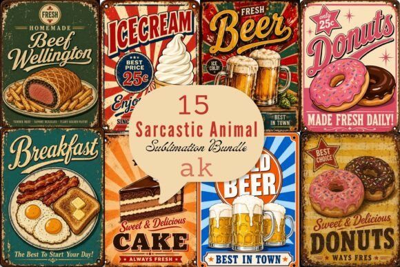 Download Retro Food Poster Sublimation PNG Bundle - Sublimation Collection